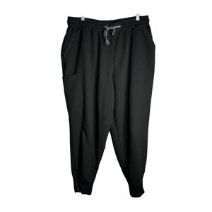 JAANUU‎ Jogger Scrub Pants Womens Size XLP Black Ankle Zip J95164P